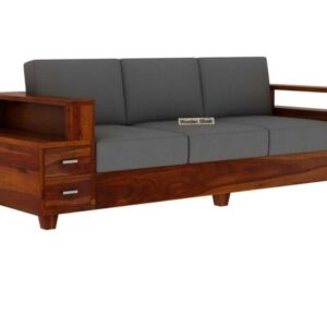 Solace 3 Seater Wooden Sofa(Honey Finish)