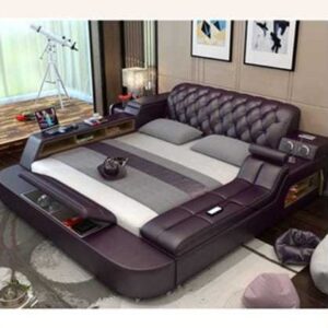 Smart Ultra Modern Luxury Bed With couch Color Deep Purple