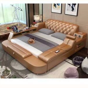 Smart Ultra Modern Luxury Bed With couch Color  Chocolate