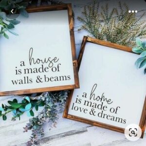 A house is made of love & dreams message photo frame unique design 1x1 fit 2 Peace set