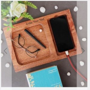 Wooden wallet tray with mobile tray 12x10 inches