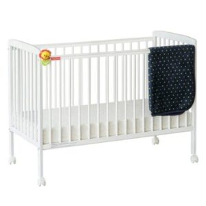 Joy Baby Crib in White Crib: H 37 x W 49 x 26 D; Recommended Mattress Size (Not