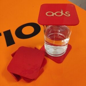 Cup Coasters square shape red colour no 6 90 x 90mm