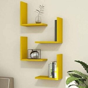 Aayat Enterprises Rack SHelves Home D?cor MDF Wall Shelf Wall Decoration MDF (Medium Density Fiber) Wall Shelf  (Number of Shelves - 4, Yellow)