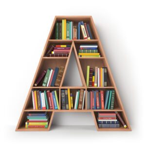 Alphabet A book shelf