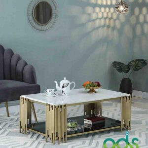 Artis Square Coffee Table with White Marble Top