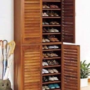 double Door Lock Multipurpose 14 Shelves Shoe Rack