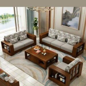 Wooden 5 Seater Sofa Set for Living Room