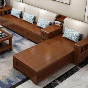 Sheesham Wood 4 Seater L Shape Sofa Set