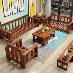 Sheesham Wood Sofa Set 3+1+1 Seater Home Living Room