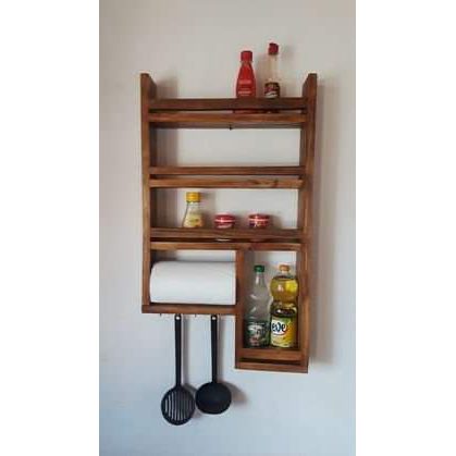 Wooden Wall Hanging Rack Spice Storage & Containers Holder 5 Rack