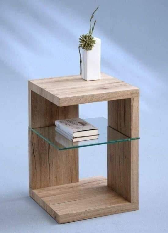 ADS Table with Storage Wooden with Glass