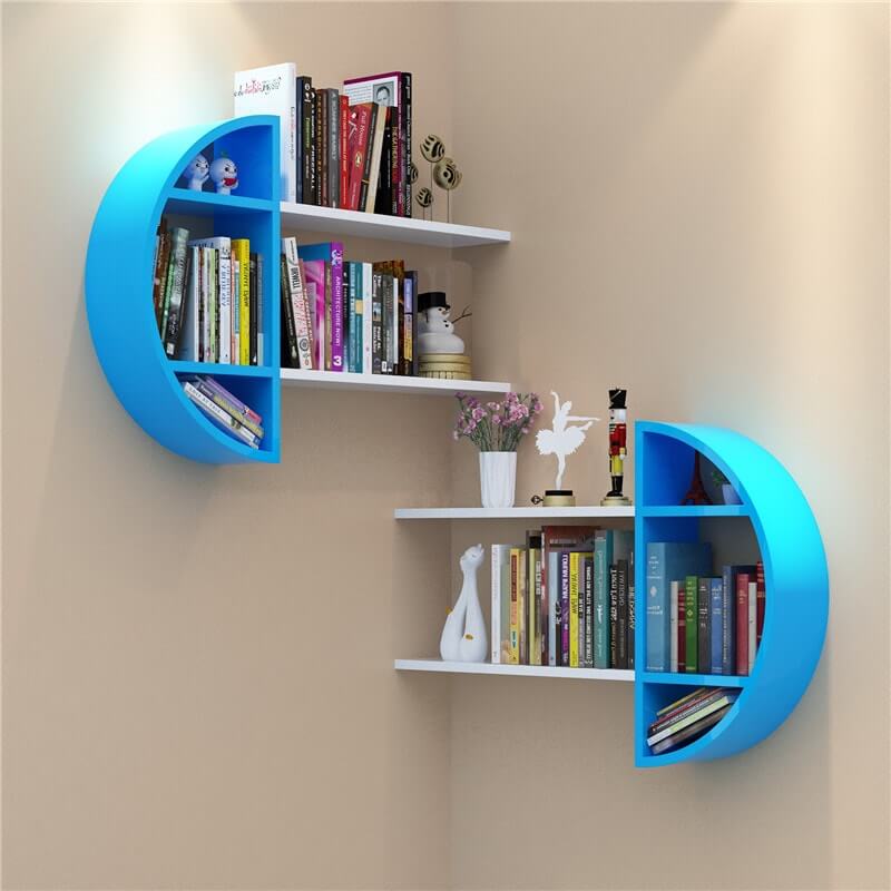 Creative Moon Wall-mounted Rack Wooden Board Storage Shelf Living Room