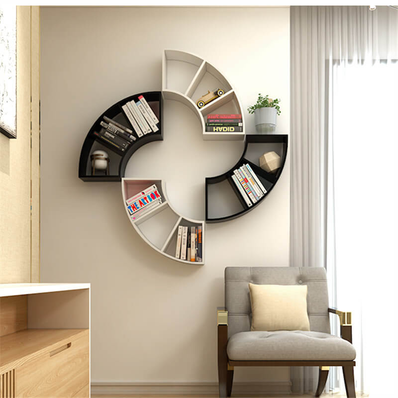 Round floating shelf bookshelf