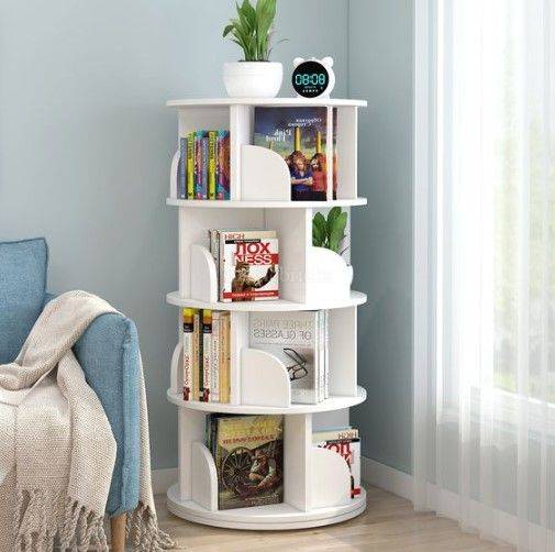 Bookshelf,Creative 360°Rotating Bookcase Simple Disassembly Bookshelves